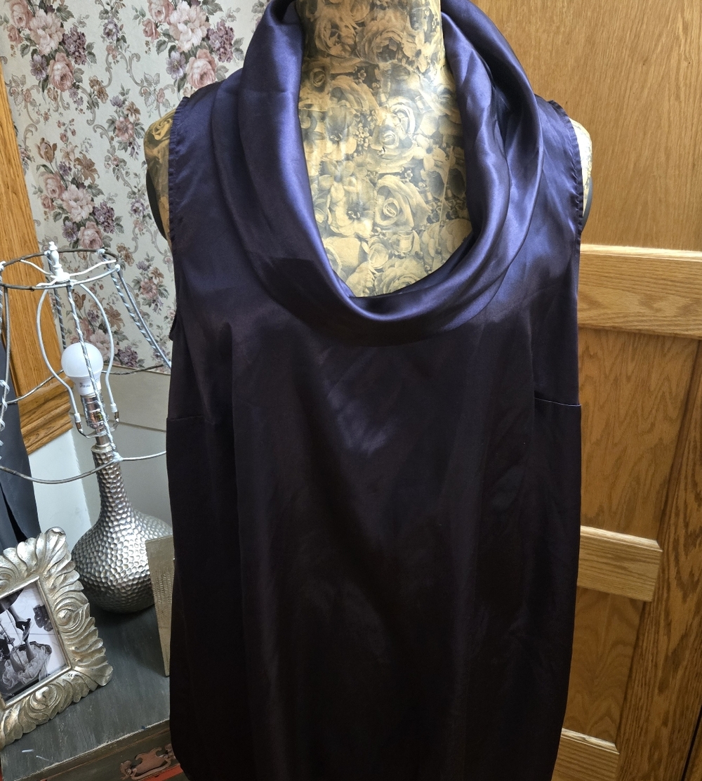 Elegant Purple Cowl Neck Sleeveless Top